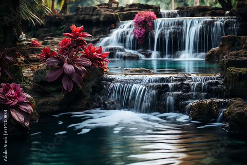 vibrant the spiritual and mythological significance of Hawaii's waterfalls in Hawaiian culture, embodying the connection between the elements, deities, and the land