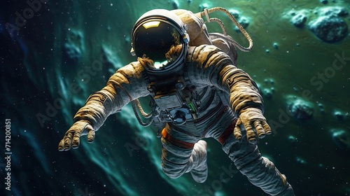 Astronaut explores outer dark space generative ai © fitriyatul