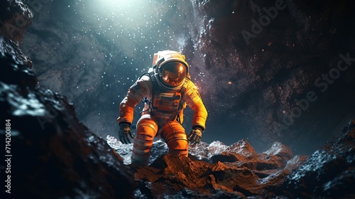 Astronaut explores outer dark space generative ai