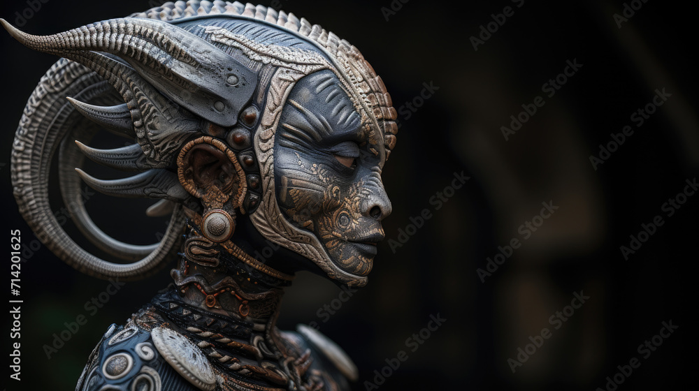 Obraz premium Non-terrestrial entity design, alien image with UFO concept on black background. Generative ai