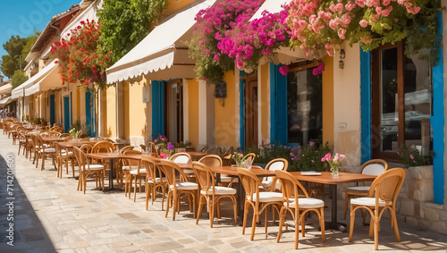 Fototapeta Naklejka Na Ścianę i Meble -  Summer cafe on the street in Greece
