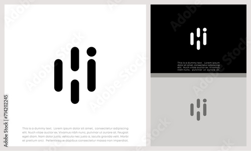 Initials HI logo design. Initial Letter Logo. Innovative high tech logo template.