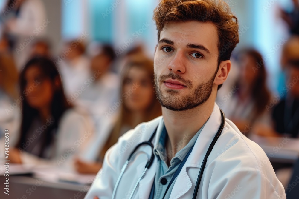 Young doctor teaching on a seminar in a boardroom Young doctor teaching on a seminar in a boardroom