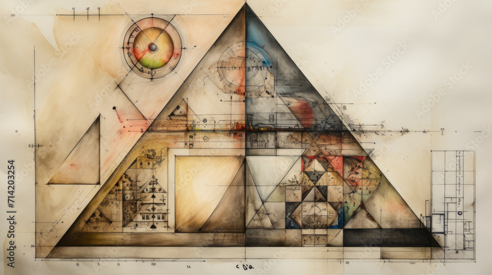 Fototapeta premium Old background from geometric shapes and triangles