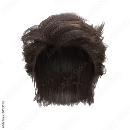 3d render male short dark styling brunette hair isolated