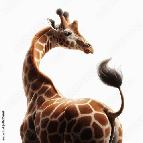 Giraffe, Giraffidae, Jirafa, Cute curiosity giraffe. Isolated on White background.  photo