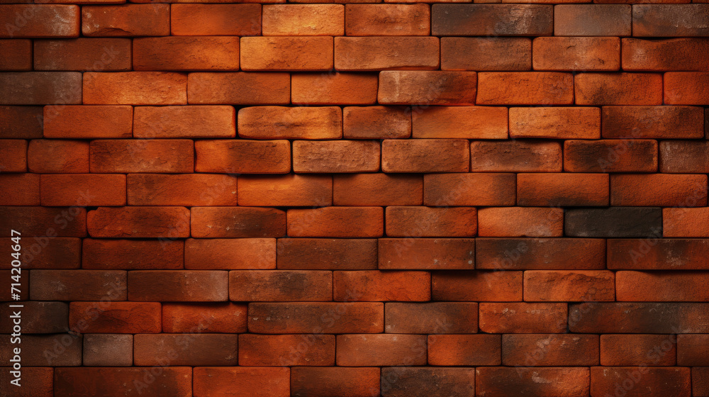 Old brick wall background, dark orange grunge texture or pattern for design. Generative ai Old brick wall background, dark orange grunge texture or pattern for design. Generative ai