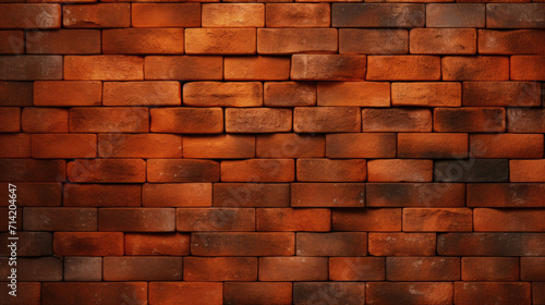 Old brick wall background, dark orange grunge texture or pattern for design. Generative ai