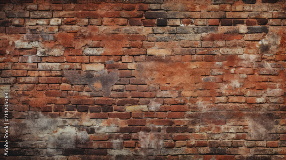 Old brick wall background, drab colors grunge texture or pattern for design. Generative ai Old brick wall background, drab colors grunge texture or pattern for design. Generative ai