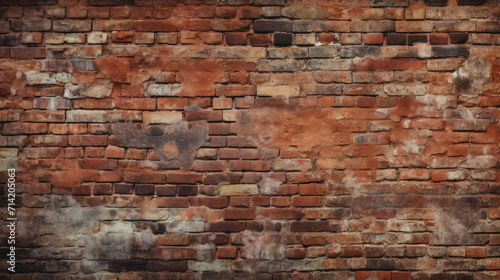 Old brick wall background, drab colors grunge texture or pattern for design. Generative ai photo