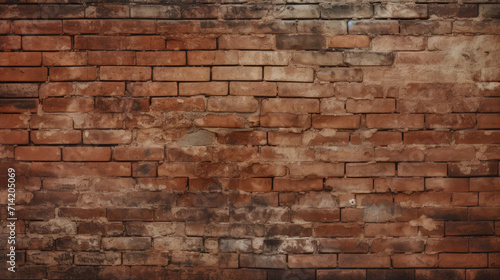 Old brick wall background  discolored grunge texture or pattern for design. Generative ai