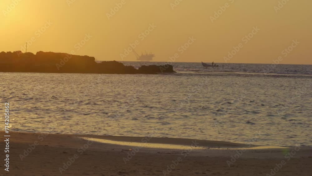 Leviathan gas field at sunset, Israel, 2023
Gas field in the Mediterranean sea, Israel, long shot
Leviathan gas field at sunset, Israel, 2023
Gas field in the Mediterranean sea, Israel, long shot