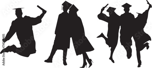 Variety graduation silhouettes, student ceremony