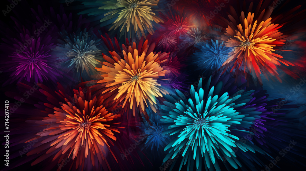 Colorful Abstract Firework on Dark Background Background HD