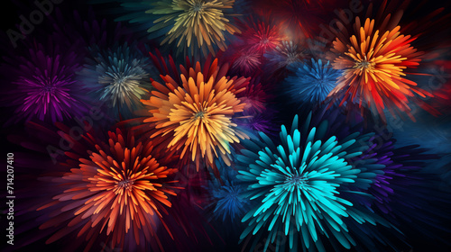Colorful Abstract Firework on Dark Background Background HD