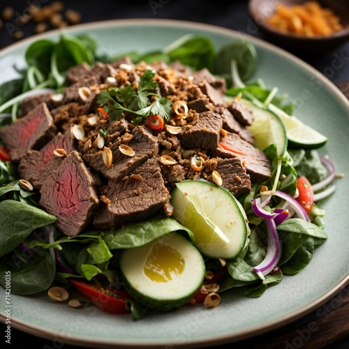 Yam Nua Thai Beef Salad - Spicy Thai Beef Delight with Zesty Lime Dressing photo
