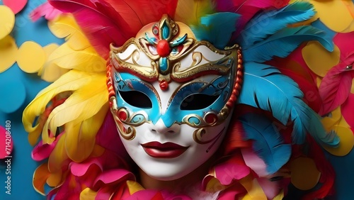 carnival mask on a white background,ai generated © VitorCosta