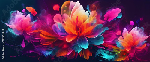 Neon Bloom  Abstract Floral Design with Vivid Colors and Colorful Imagination.