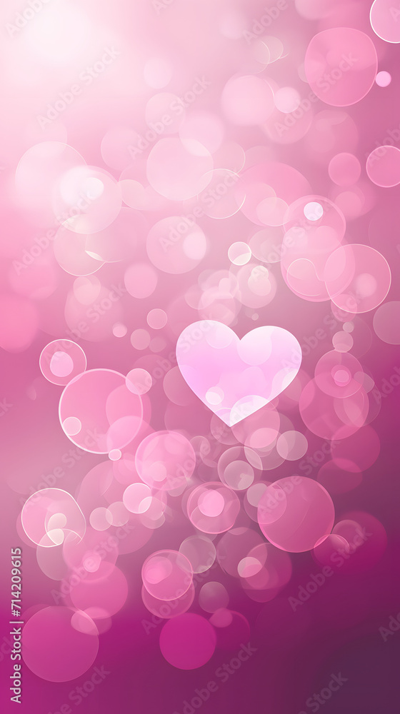 Pink heart and round bokeh abstract vector graphic design