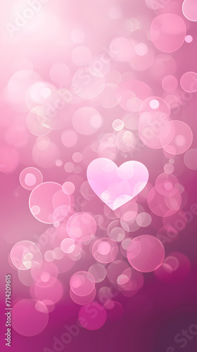 Pink heart and round bokeh abstract vector graphic design