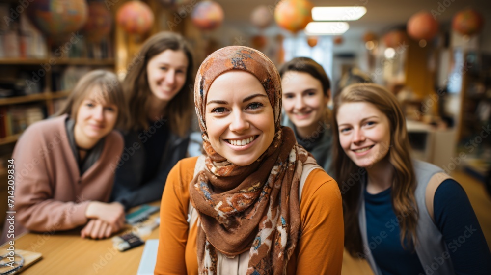 Obraz premium Women classroom smiling with other students