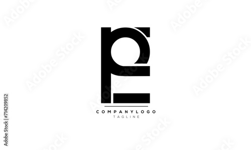 Alphabet letters Initials Monogram logo PE, PE INITIAL, PE letter