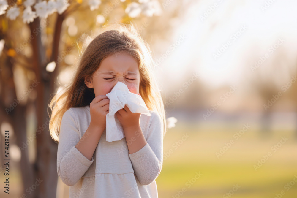 A young girl is suffering from a spring pollen allergy A young girl is suffering from a spring pollen allergy