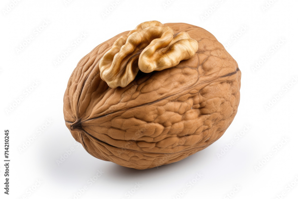 One walnut, isolated white background One walnut, isolated white background