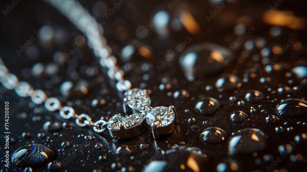 A close-up photograph of a diamond necklace A close-up photograph of a diamond necklace