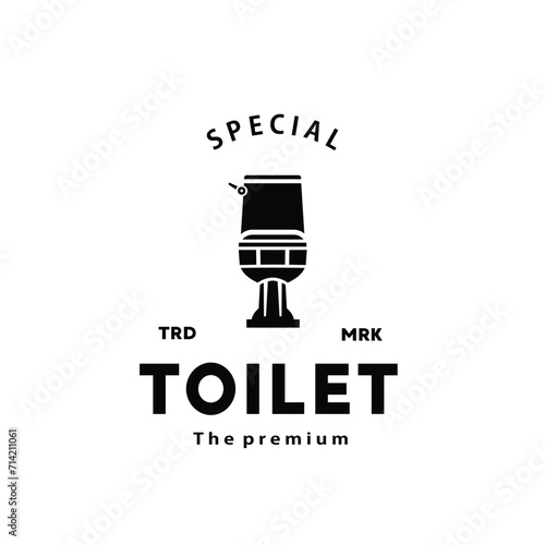 Toilet hipster silhouette logo bowl sanitaryware vector bathroom. Bidet toilet line icon interior