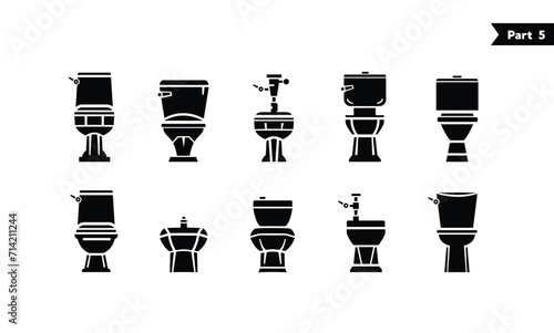 Toilet icon silhouette bowl sanitaryware vector bathroom front view