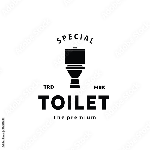 Toilet hipster silhouette logo bowl sanitaryware vector bathroom. Bidet toilet line icon interior