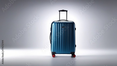 A modern suitcase stands verticall photo