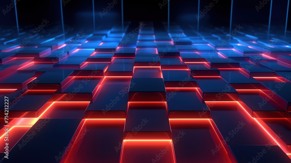 Obraz premium Vibrant neon lights stage background