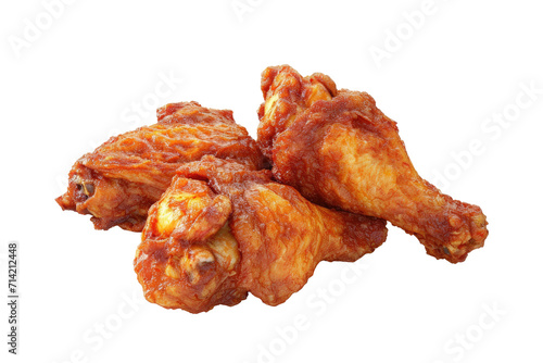 Fried Chicken piece coat with flour or batter that look tasty and delicious isolated on transparent png background, yummy fast food, fried with perfect flavor ingredients.
