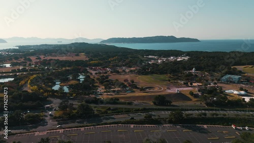 Drone Shot of Umi-no-Nakamichi Park in Japan