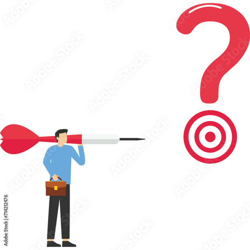 Businessman with objective questions, Q and A challenge, problem solving, target which a question mark, Vector illustration design concept in flat style

