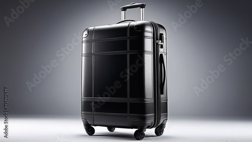 A modern suitcase stands verticall photo