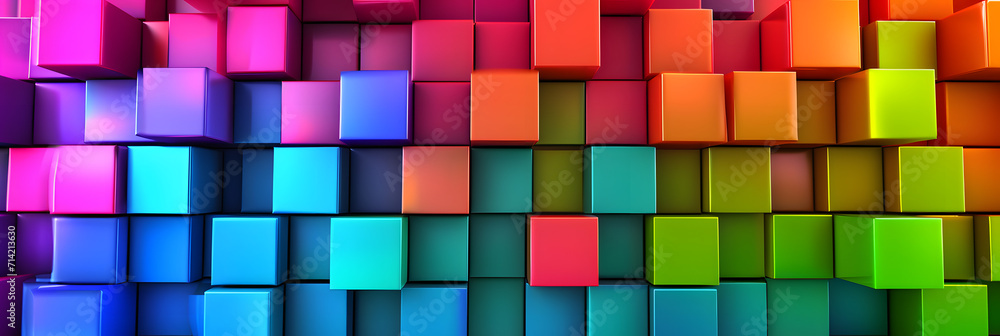 Rainbow of colorful blocks abstract background - 3d render Rainbow of colorful blocks abstract background - 3d render