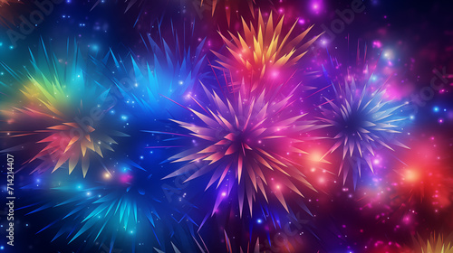 Vibrant Firework Bursts in Night Sky Background HD Wallpapers 