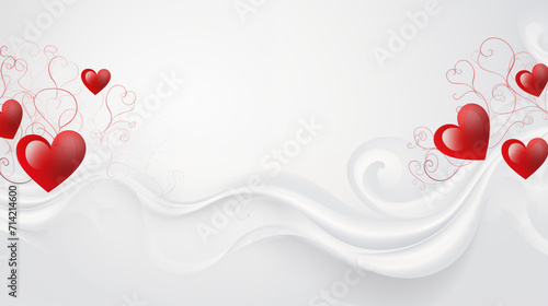White Flow with Red Hearts  Background HD Wallpapers