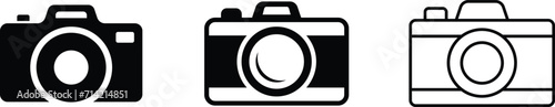 Camera icon set. Photo camera in flat style. Vector