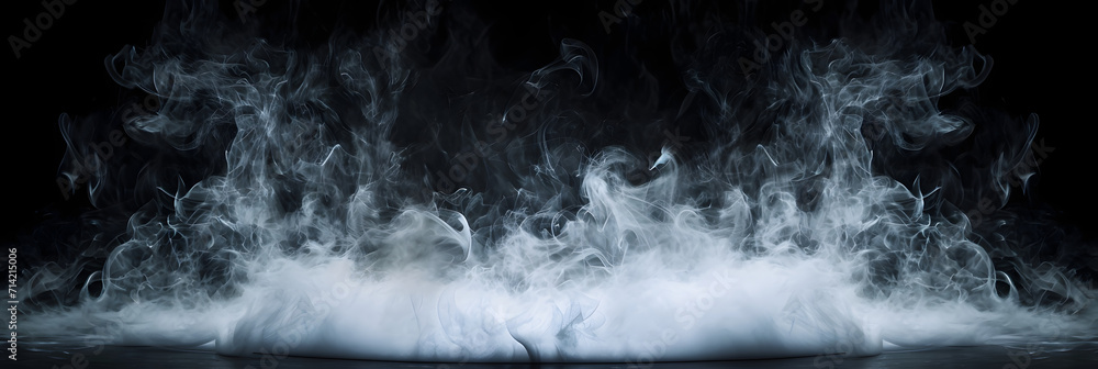 Real smoke exploding outwards with empty center. Dramatic smoke or fog effect for spooky Halloween background. - obrazy, fototapety, plakaty 