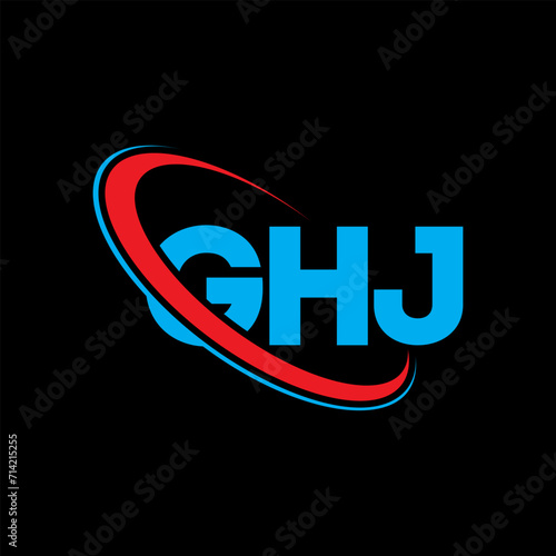 GHJ logo. GHJ letter. GHJ letter logo design. Initials GHJ logo linked with circle and uppercase monogram logo. GHJ typography for technology, business and real estate brand. photo