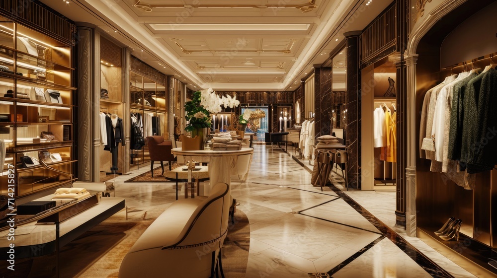 Luxury and fashionable european different clothes shop in modern mall Luxury and fashionable european different clothes shop in modern mall