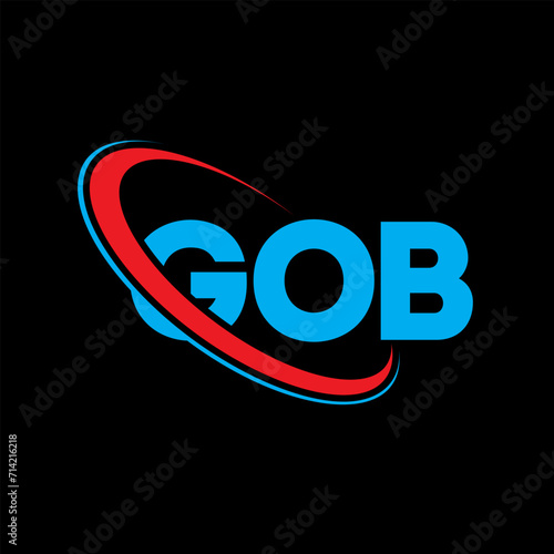 GOB logo. GOB letter. GOB letter logo design. Initials GOB logo linked with circle and uppercase monogram logo. GOB typography for technology, business and real estate brand. photo
