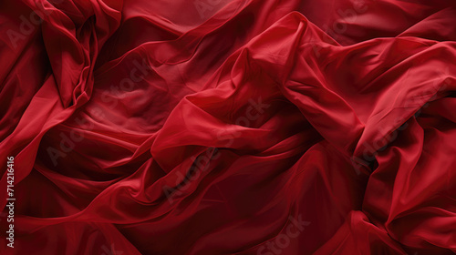 Patterned red crinkled fabric texture background
