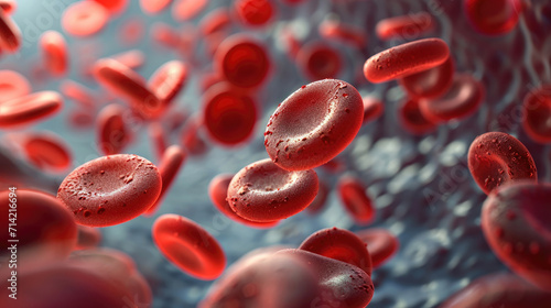 Close-up of blood cells in bloodstream.