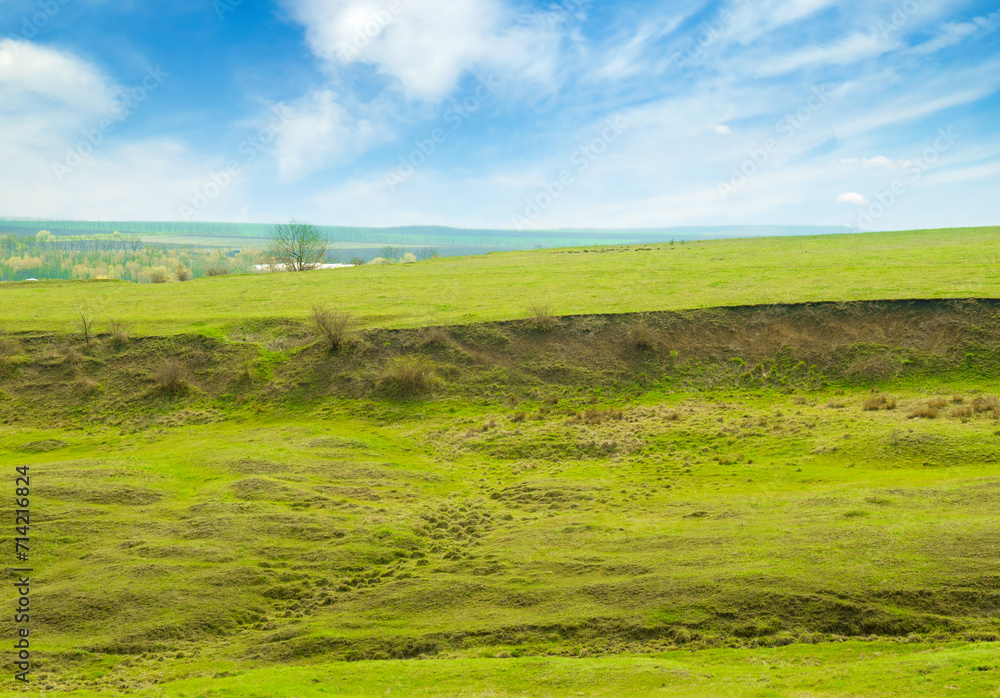 Landslide and soil erosion on an agricultural field. Landslide and soil erosion on an agricultural field.