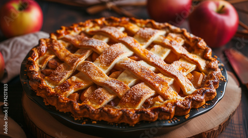 close up of a delicious apple pie